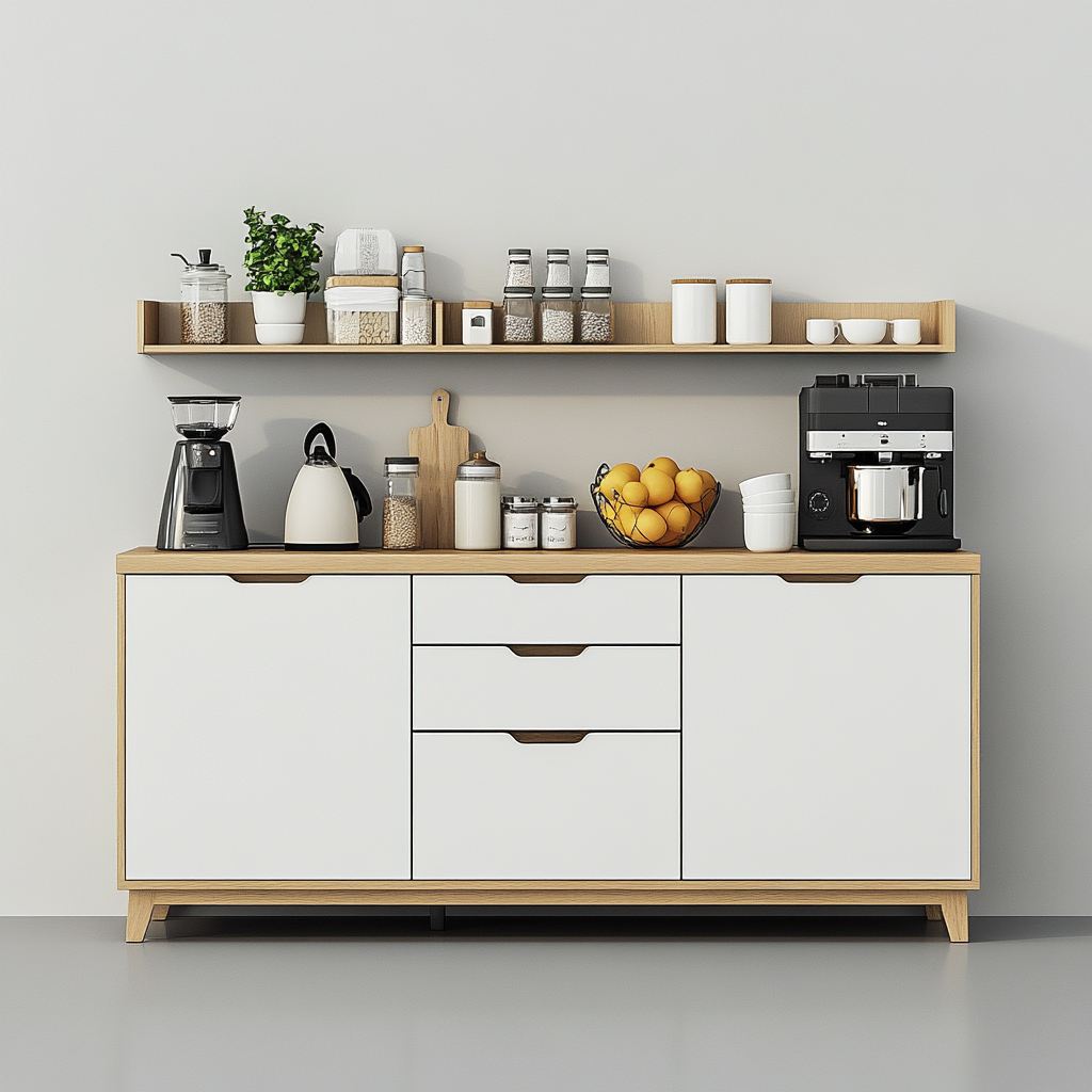 Modern Luxury Solid Wood Sideboard Cabinet with Customized Color Adjustable Height for Hotel Bedroom Dining Living Room Kitchen