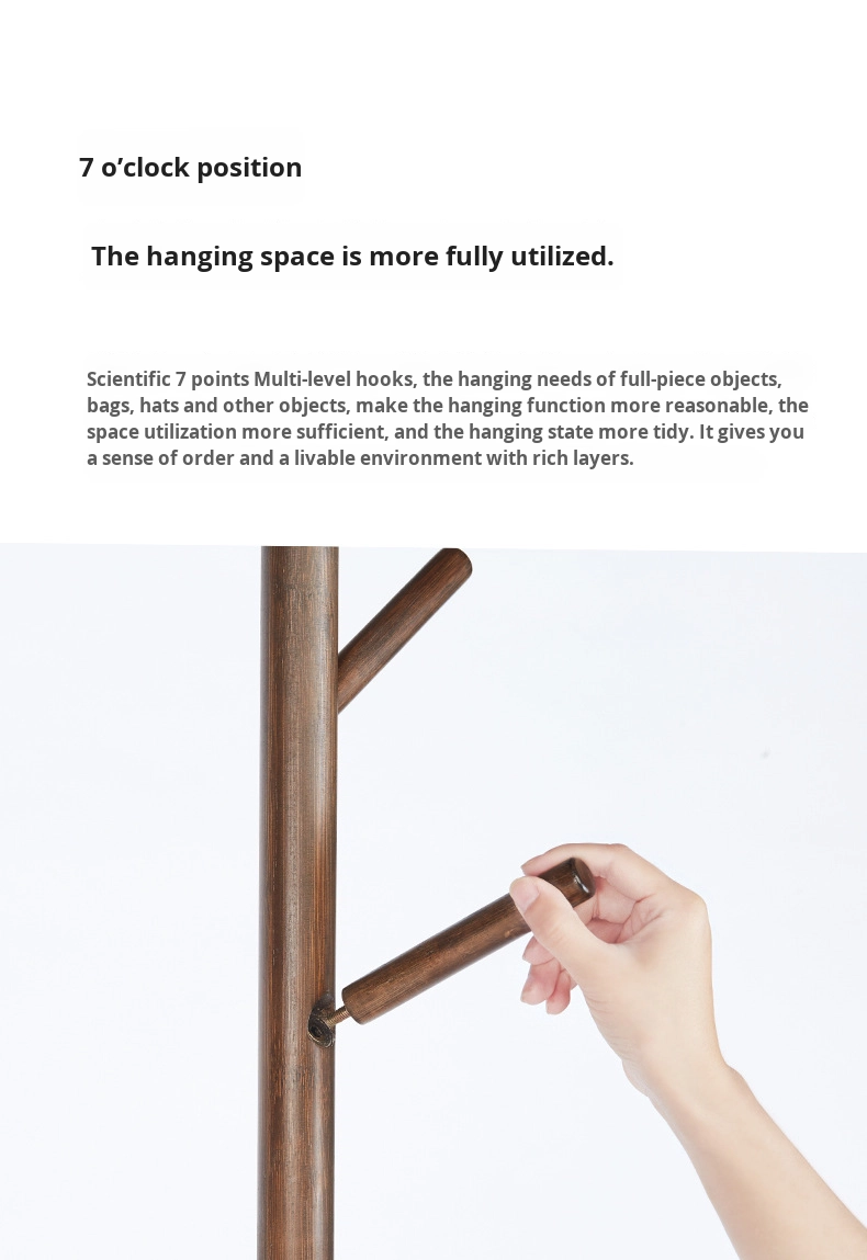 Sturdy Bamboo Clothing Rack Portable Standing Clothes Hanger Organizer Small Bamboo Coat Rack with Simple Vertical Design