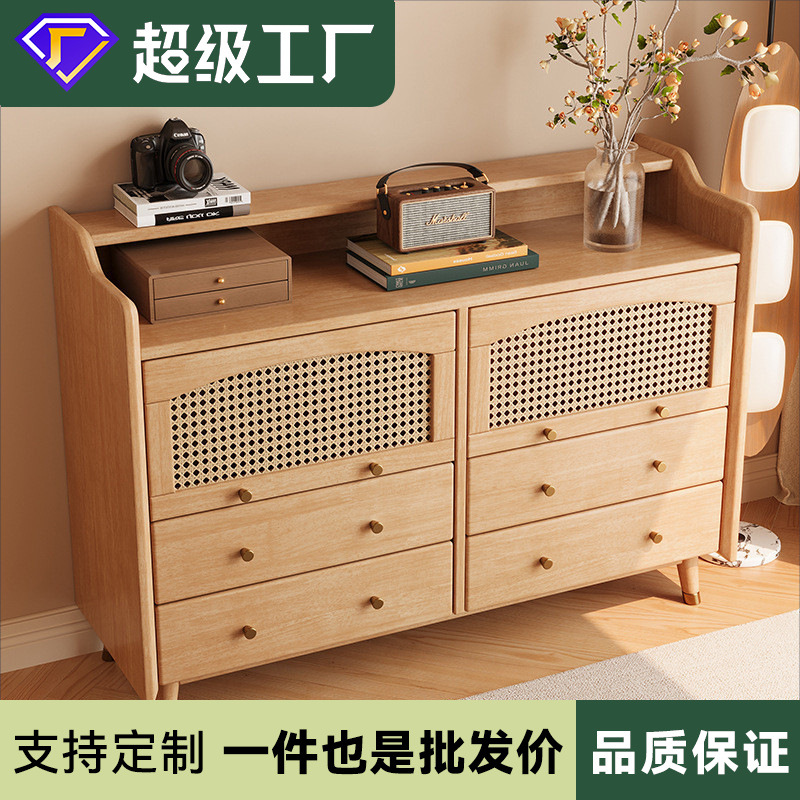 Solid Wood Sideboard Storage Cabinet With Drawers And Shelves For Living Room Bedroom Kitchen Use