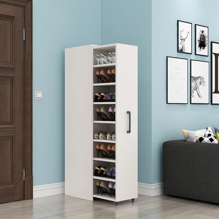 Low Price Specifications Wooden Shelf Sliding Shoe Rack Cabinet Shelves with Wheels Mobile Shoe Storage Shelves