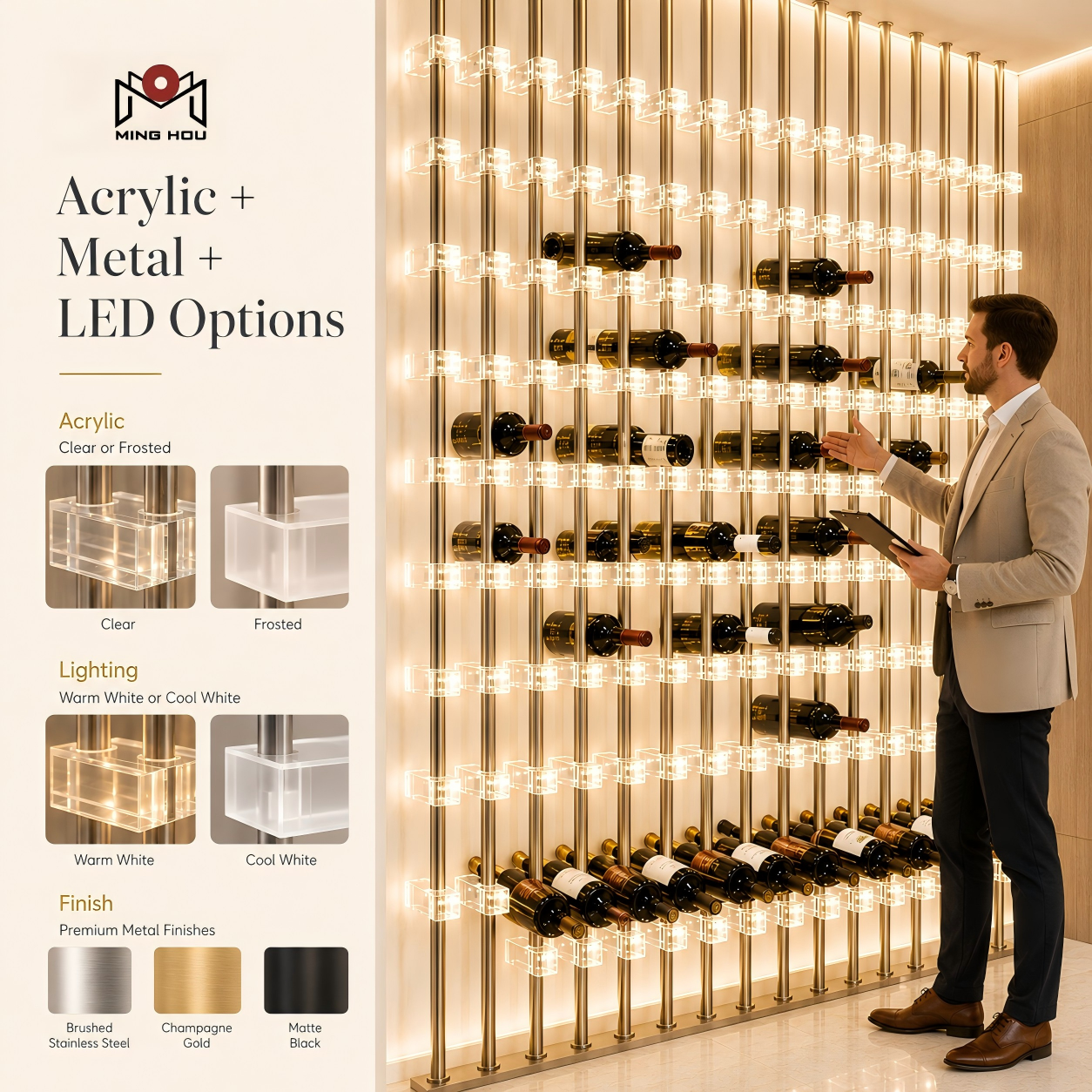 Factory Bottle Display Rack Luxury Wine Cabinet Bottle Organizer Display Wine Display Stand Acrylic Wine Rack