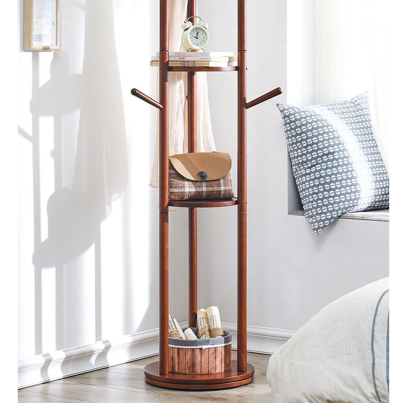 Jiabao Hot Sale Clothes Coat Hanger Standing Space Saving Multi-functional Wooden Coat Racks