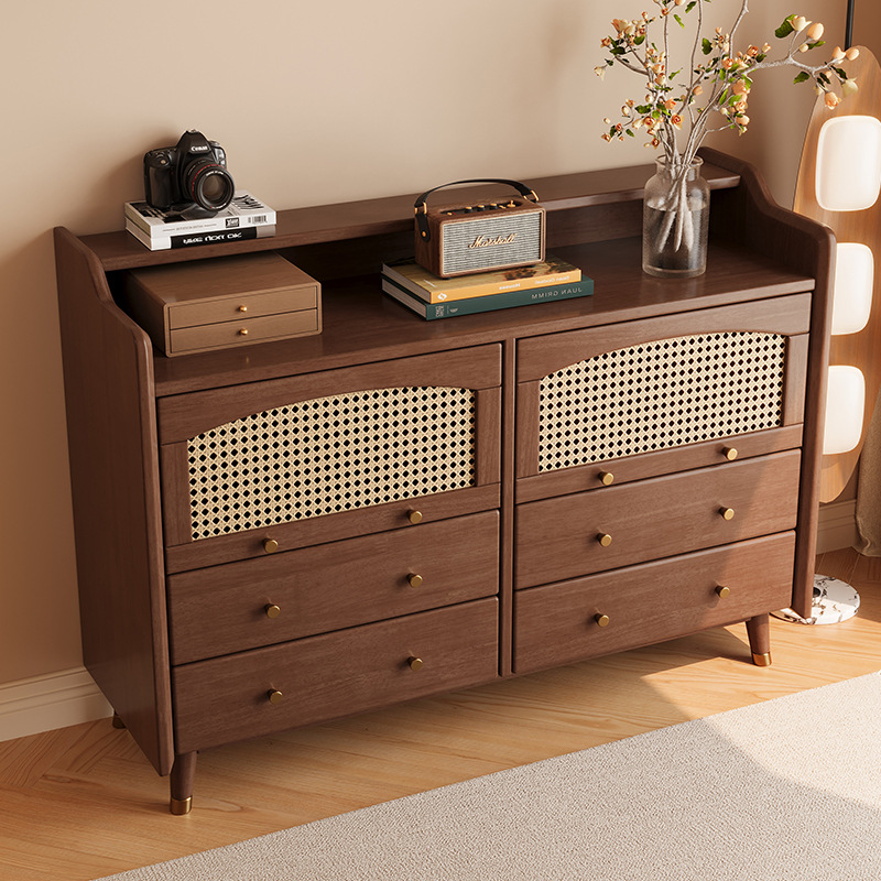 Solid Wood Sideboard Storage Cabinet With Drawers And Shelves For Living Room Bedroom Kitchen Use