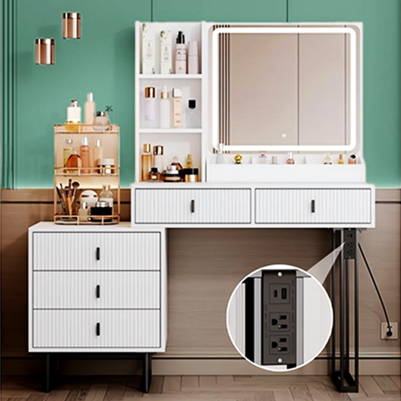 Wholesale Price Modern Design Wood Furniture Vanity Dressing Table Vintage Classic With Lights Mirror Storage Space