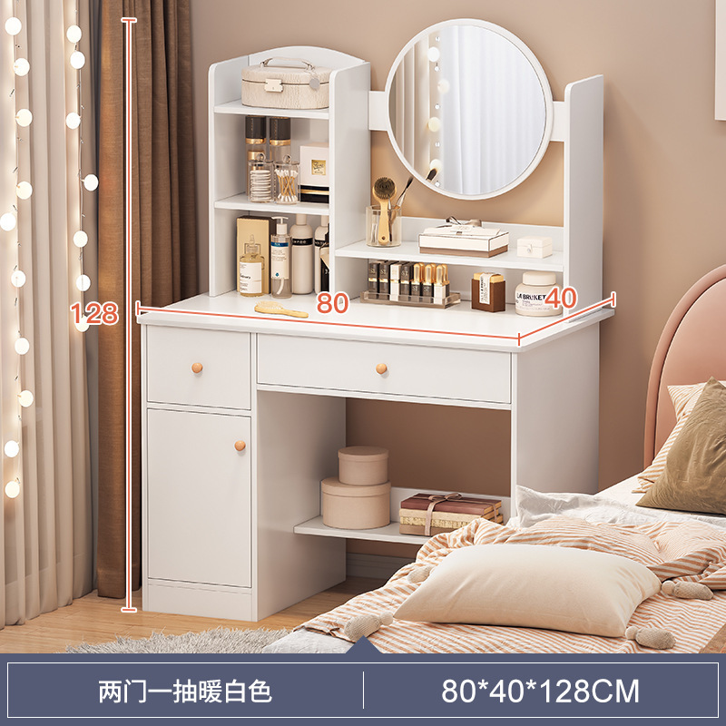 Mdf Drawer Makeup Vanity Wooden Vanity Modern White Dressing Table With Led Mirror