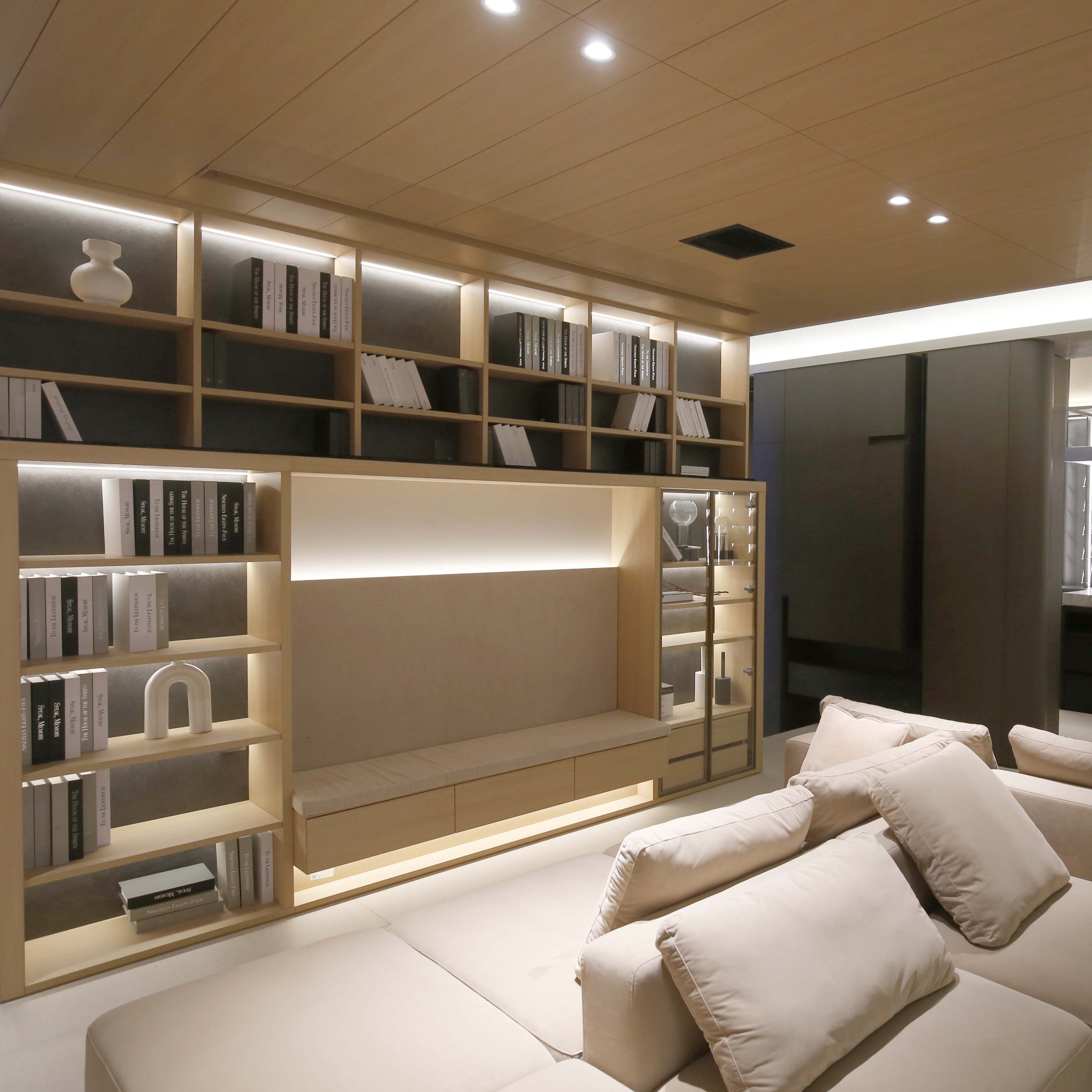 Villa/Apartment Custom Modern Minimalist Plywood Luxury TV Stand with Panel Design-OEM Manufacturing &amp; Design Service