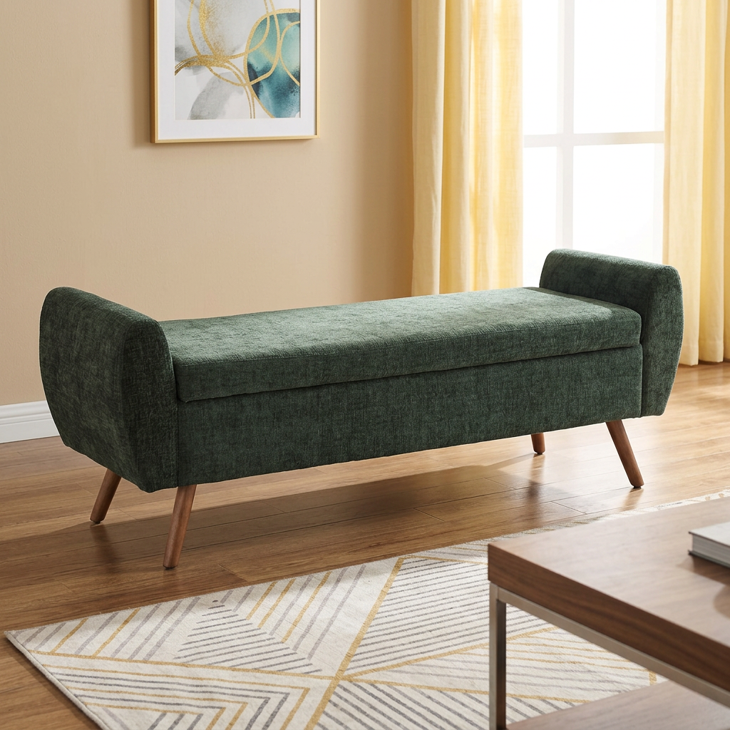 Multi-Functional Durable Long Storage Bench Modern Design Soft Fabric Ottoman Stool Laynsino Bedroom Living Room Furniture