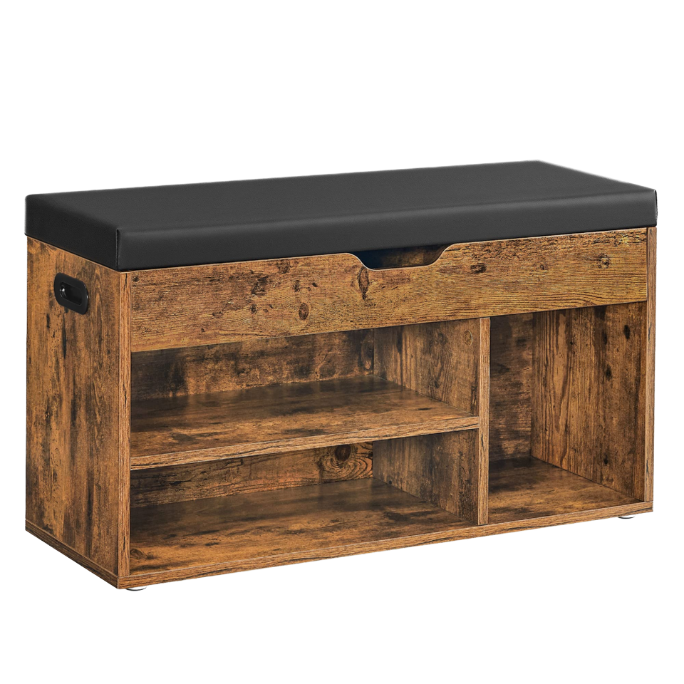 Modern Upholstered Shoe Bench Shelves Space-Saving Storage Bench Hidden Storage Entrance Furniture 136 kg Load Capacity 30x80x44