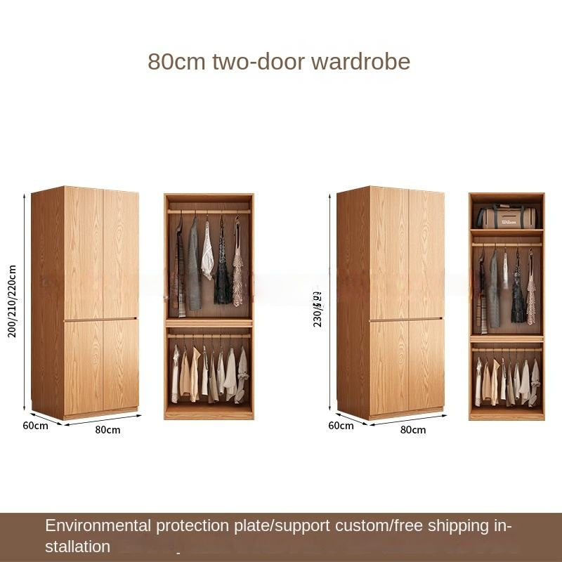 Hot Selling Portable Modern Style Freestanding Wardrobe Solid Wood Doors Eco-Friendly For Small Bedroom Hotel Apartment Hostel