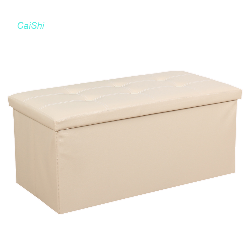 Best-selling Leather Living Room Furniture Storage Ottoman With Buckle Sofa Stool Bench