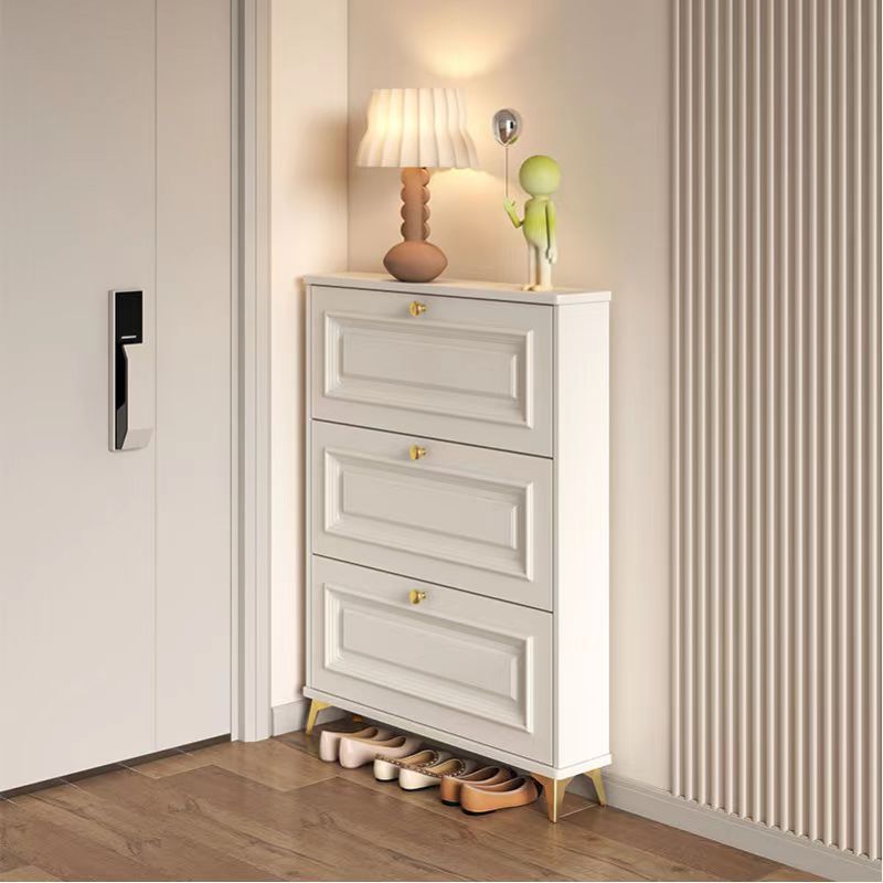 Ultra-Thin Cream Wooden Shoe Cabinet Economical Space-Saving Door Storage Rack Small Explosive Entrance Household Door Storage