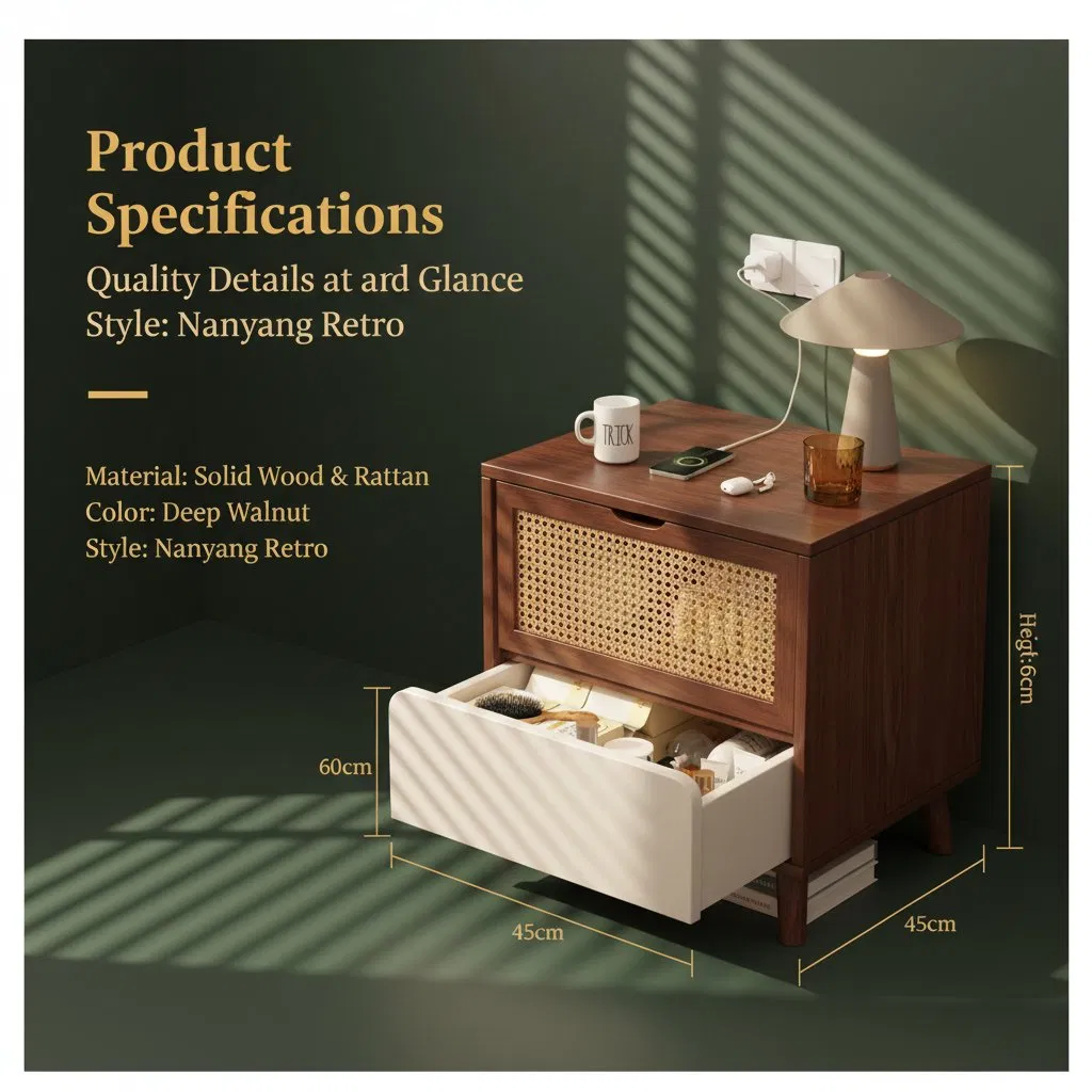 Reliable Wooden Bedside Table, Freestanding Bedroom Cabinet Furniture Nightstand Bedside Table