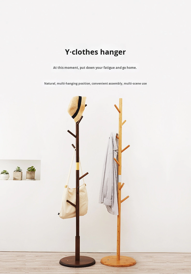 Sturdy Bamboo Clothing Rack Portable Standing Clothes Hanger Organizer Small Bamboo Coat Rack with Simple Vertical Design