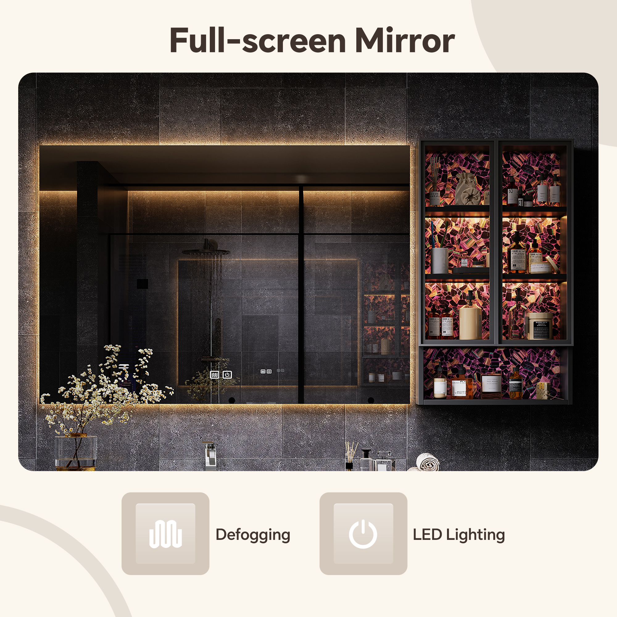 Luxury Hotel Style Floating Bathroom Vanity With Quartz Stone Countertop &amp; Smart LED Mirror Cabinet Solid Wood