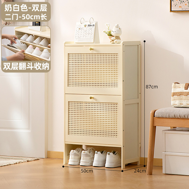 Ultra-thin Bamboo Shoe Cabinet Home Entryway Storage Multi-Layer Shoe Rack for Small Apartments Disassembly Cream Style Luxury