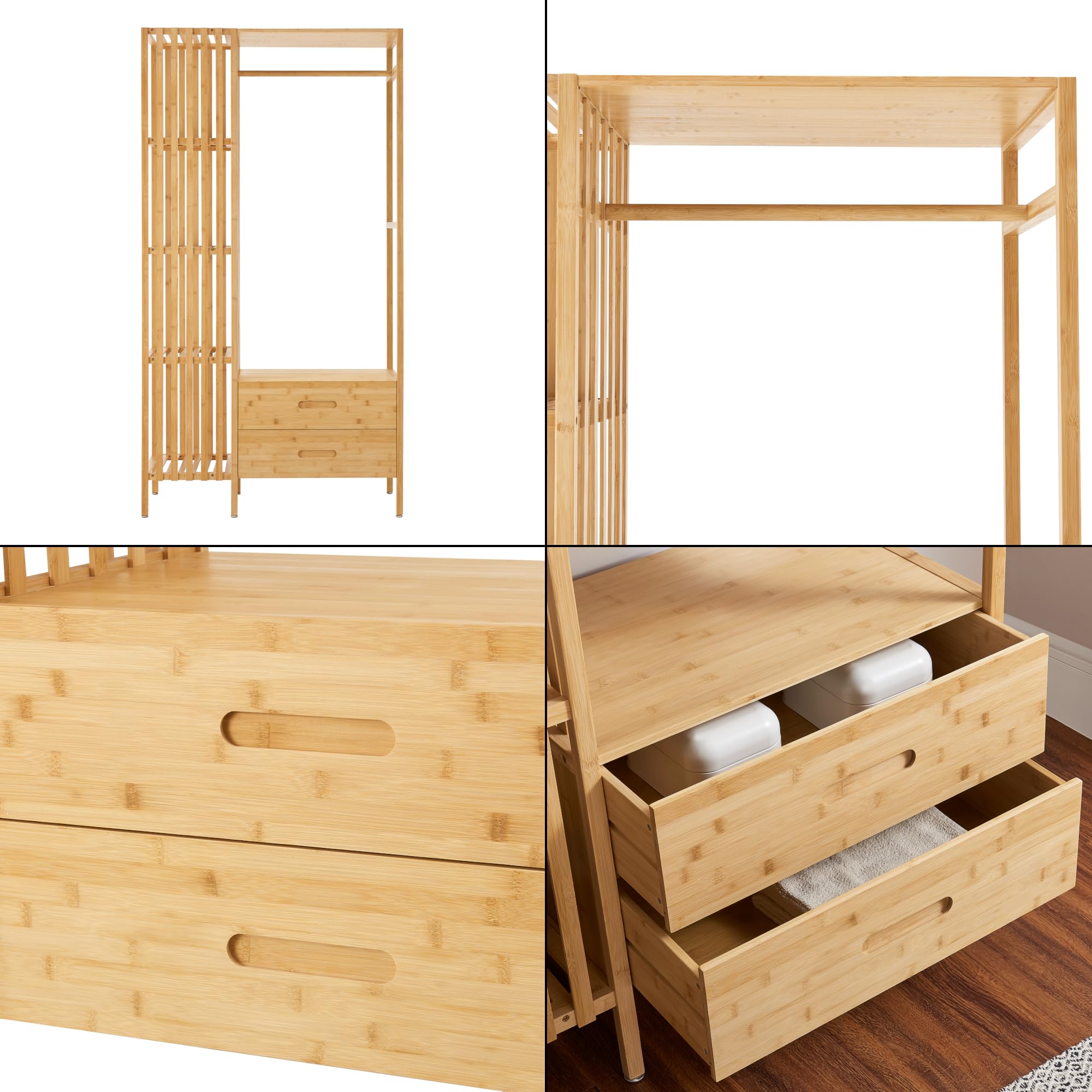 Coat Rack with 2 Drawers 4 Storage Compartments for Entryway