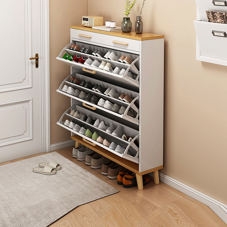 4 Tiers Entryway Entrance Home Furniture Wooden Slim Shoe Rack Storage Cabinet Organizer Shoe Cabinet for Home