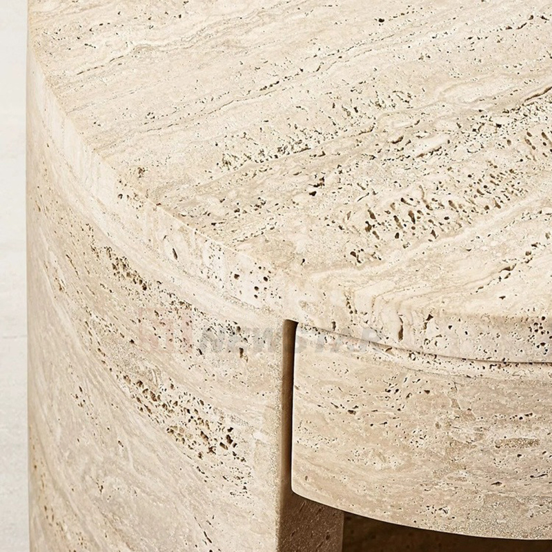 Bedroom Marble Furniture Custom Travertine Bed Side End Table Bedside Nightstand with Storage Drawer Marble Side Table