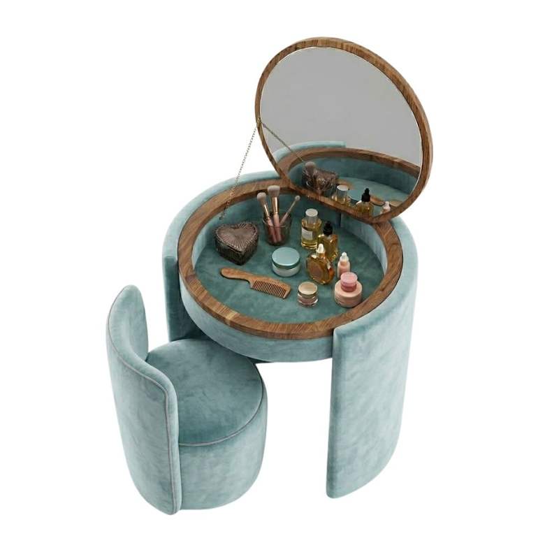 Wholesale Modern MDF Panel Vanity Sets With Flip-Top Mirror Small-Space Vanity Chair Set For Bathroom &amp; Bedroom