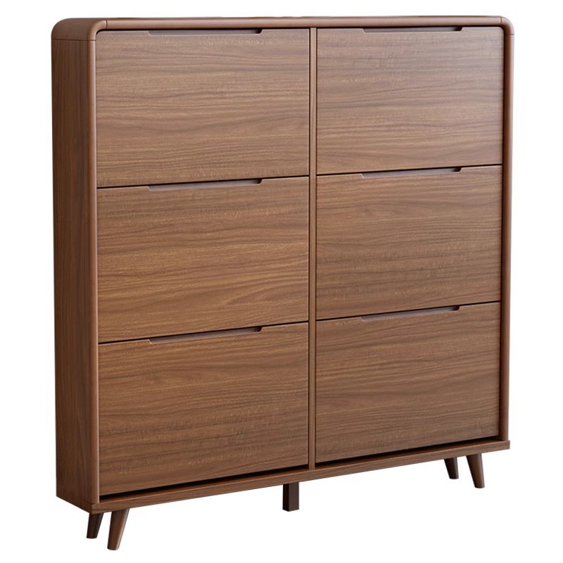 Home Living Room Ultra-Thin Flip Adjustable Shoe Cabinet Modern Simple Narrow Solid Wood Frame Wall-Mounted Storage Cabinet