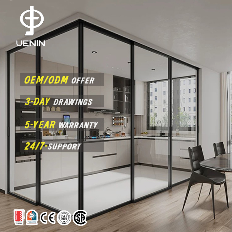 Best Selling Sliding Closet Doors Soft Close Waterproof Soundproof Energy Efficient Double Glazed Tempered Glass Living Room