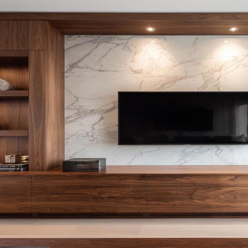 Senger Customs Modern Full House Integrated TV Stand Living RoomCabinet for Home Wooden Wall Hanging Tv Storage With Panel Style