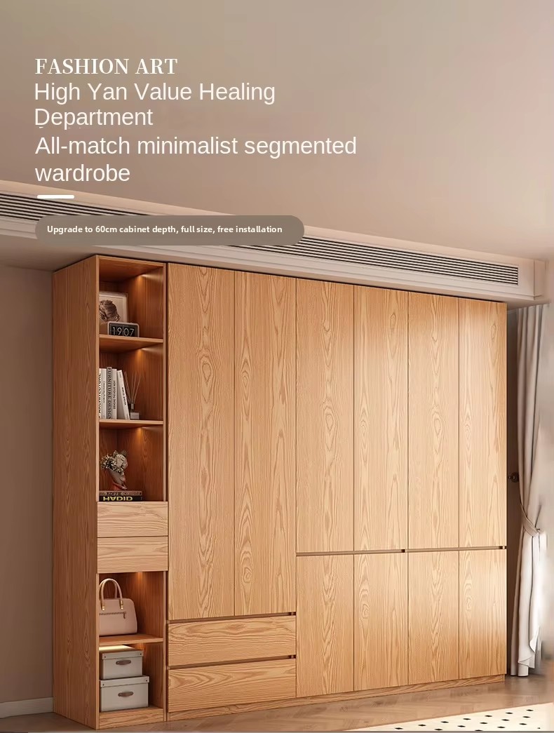Hot Selling Portable Modern Style Freestanding Wardrobe Solid Wood Doors Eco-Friendly for Small Bedroom Hotel Apartment Hostel