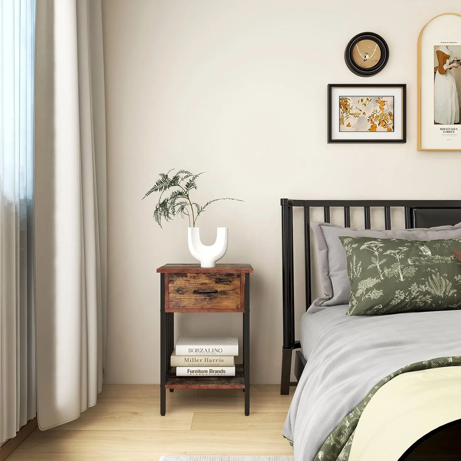 Nightstand, Bedside Table with Drawer, End Table for Living Room
