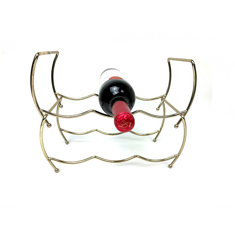 DaS 2 Tier Wave Shape Removable Metal Wine Rack Luxury Wrought Iron Gold Plating Wine Holder for Living Room