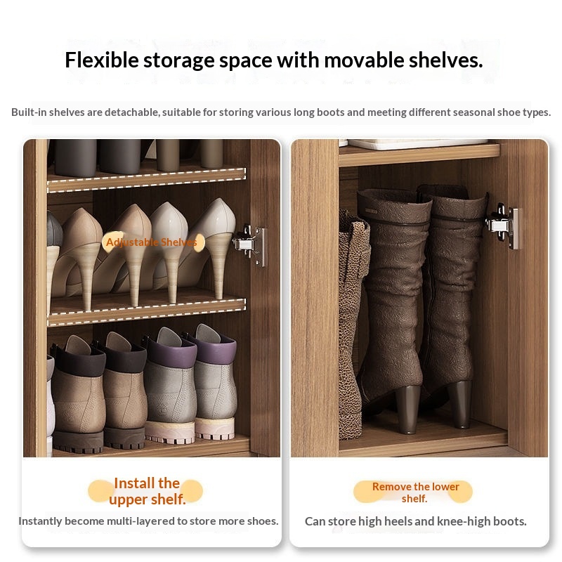 Modern Chinese-style Large-capacity Adjustable Shelving Storage Cabinet Shoe Cabinet Suitable For Living Room Bedroom Balcony