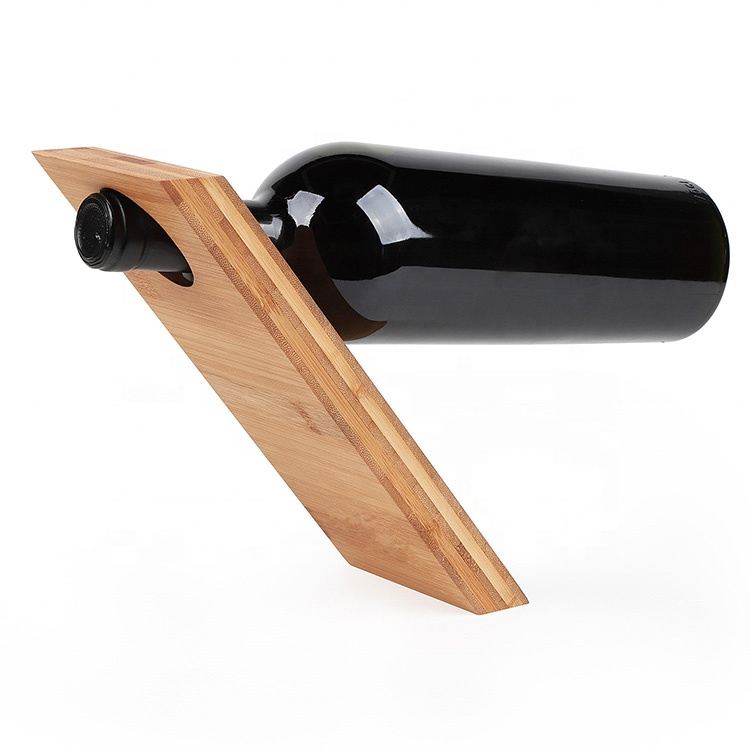 China Manufactured Simple Style Single-Layer Bamboo Wine Bottle Rack