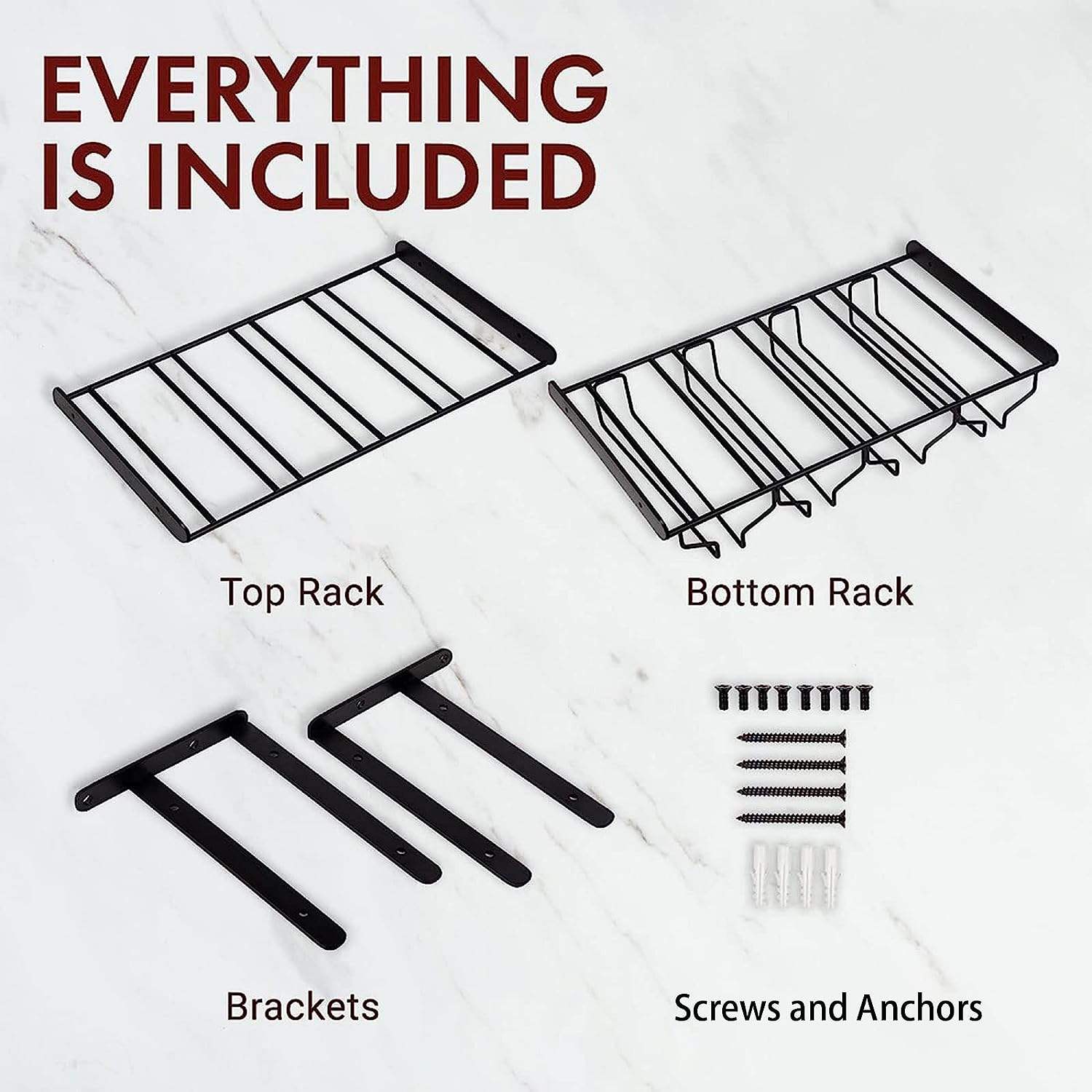 Double Tier Iron Wall Mounted Non-Folding Wine Rack Metal Multipurpose Shelf Hung Bracket for Living Room Huasheng