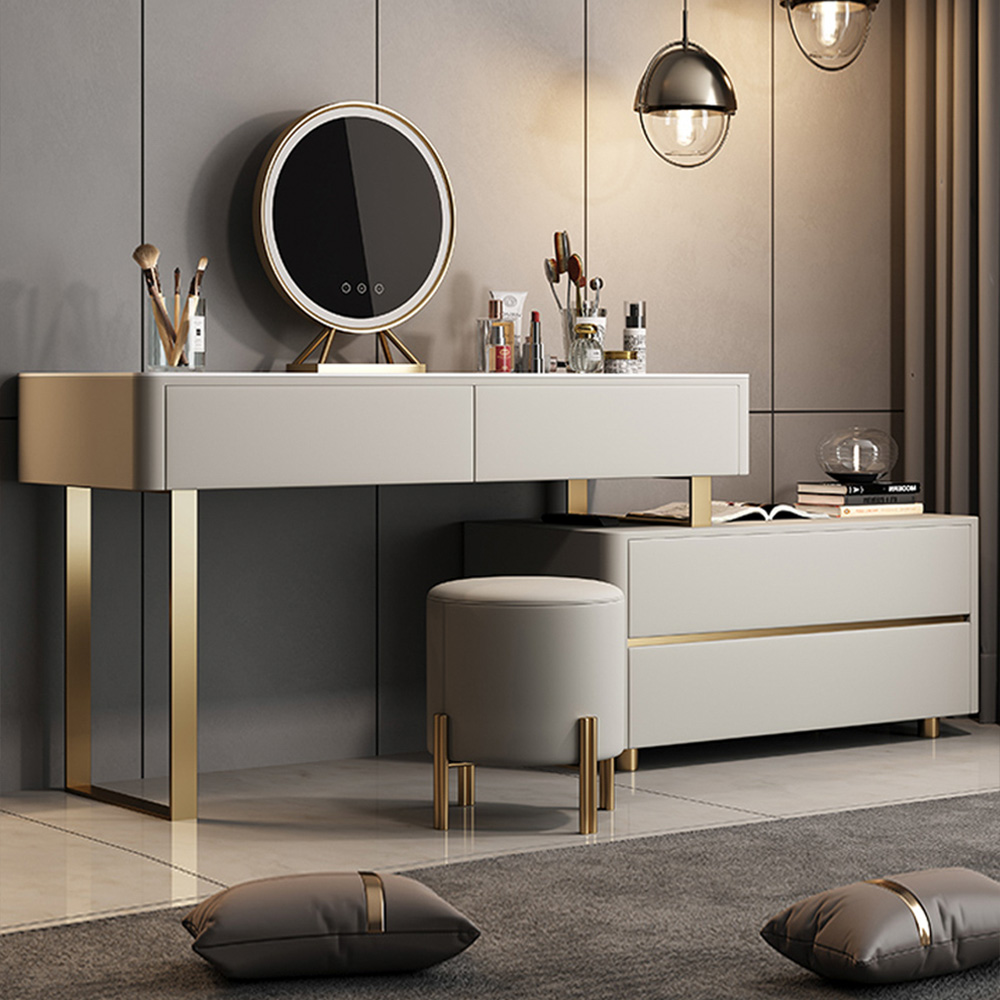 Nordic Minimalist Storage Cabinet Integrated Dressing Table High-end Bedroom Multi-functional Vanity Table With Led Light