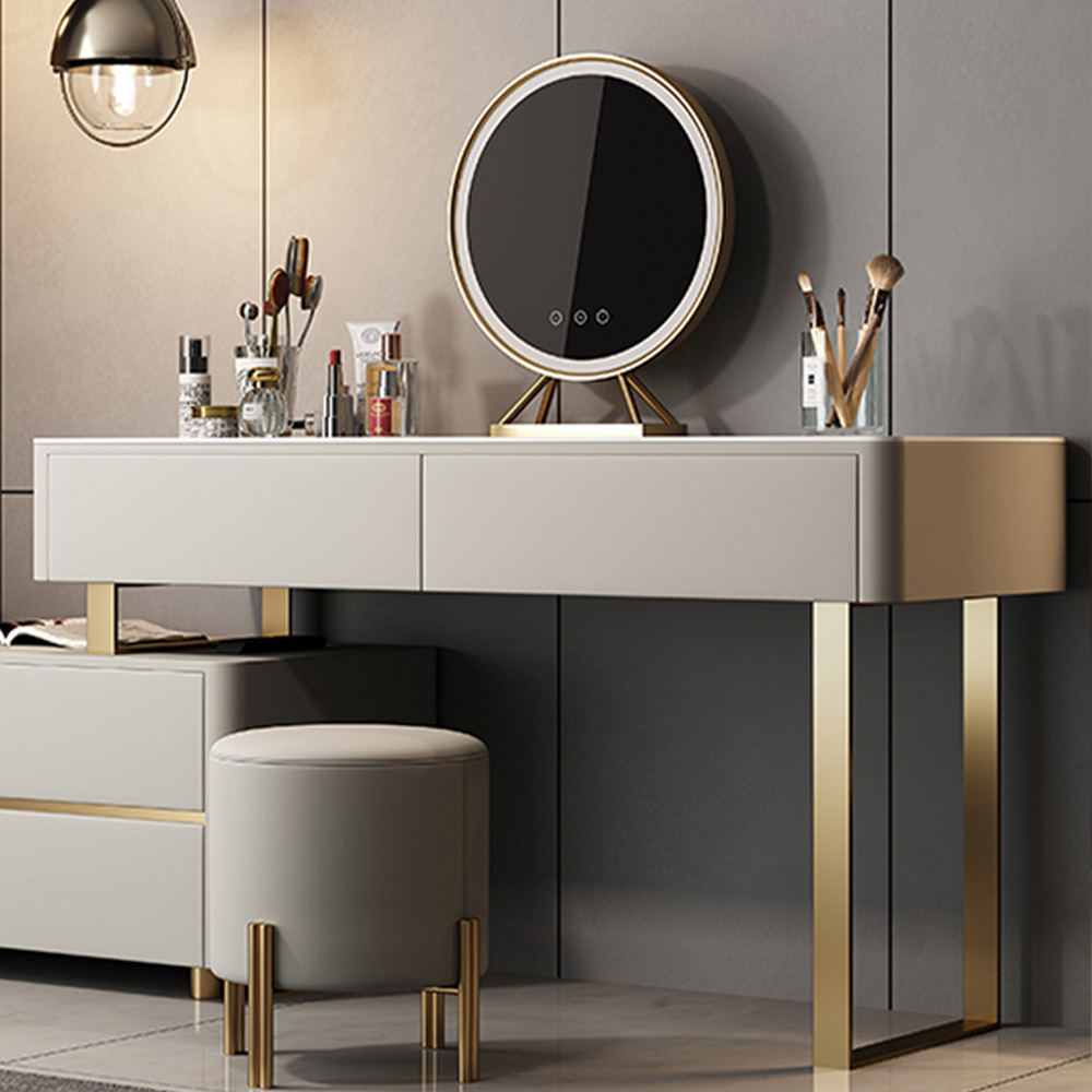 Nordic Minimalist Storage Cabinet Integrated Dressing Table High-end Bedroom Multi-functional Vanity Table With Led Light