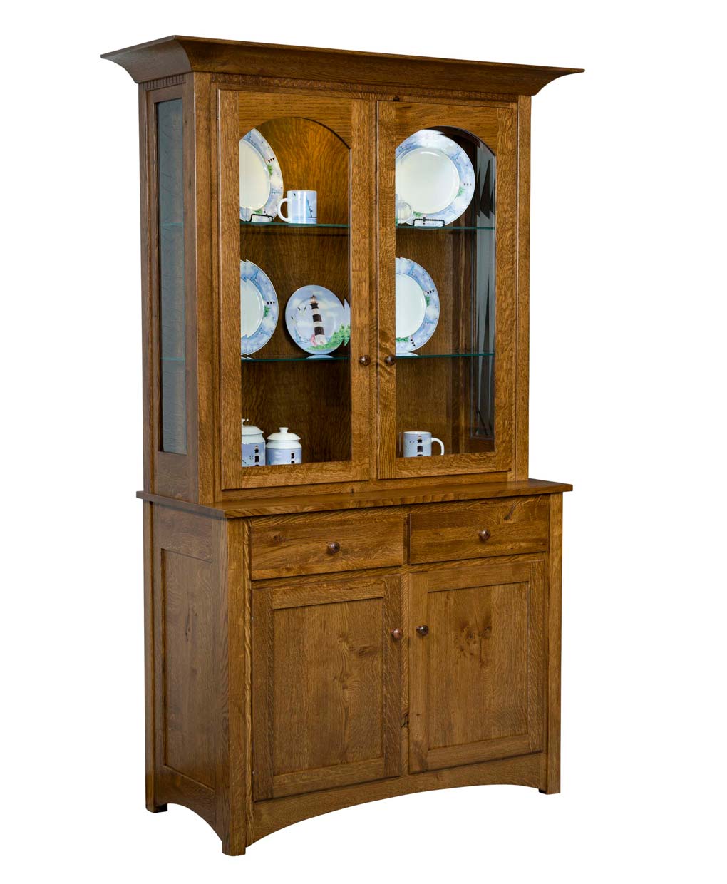 Traditional Wood Sideboard Cabinet with Glass Doors and 3 ft Storage for Dining &amp; Kitchen Furniture