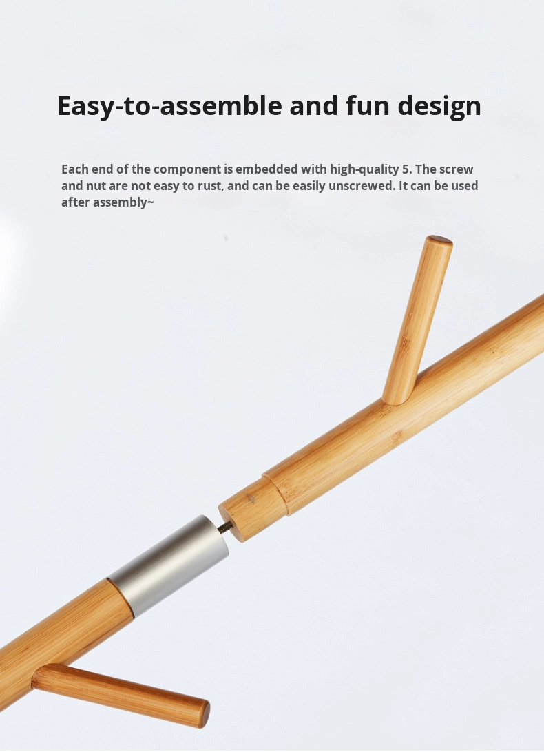 Sturdy Bamboo Clothing Rack Portable Standing Clothes Hanger Organizer Small Bamboo Coat Rack with Simple Vertical Design