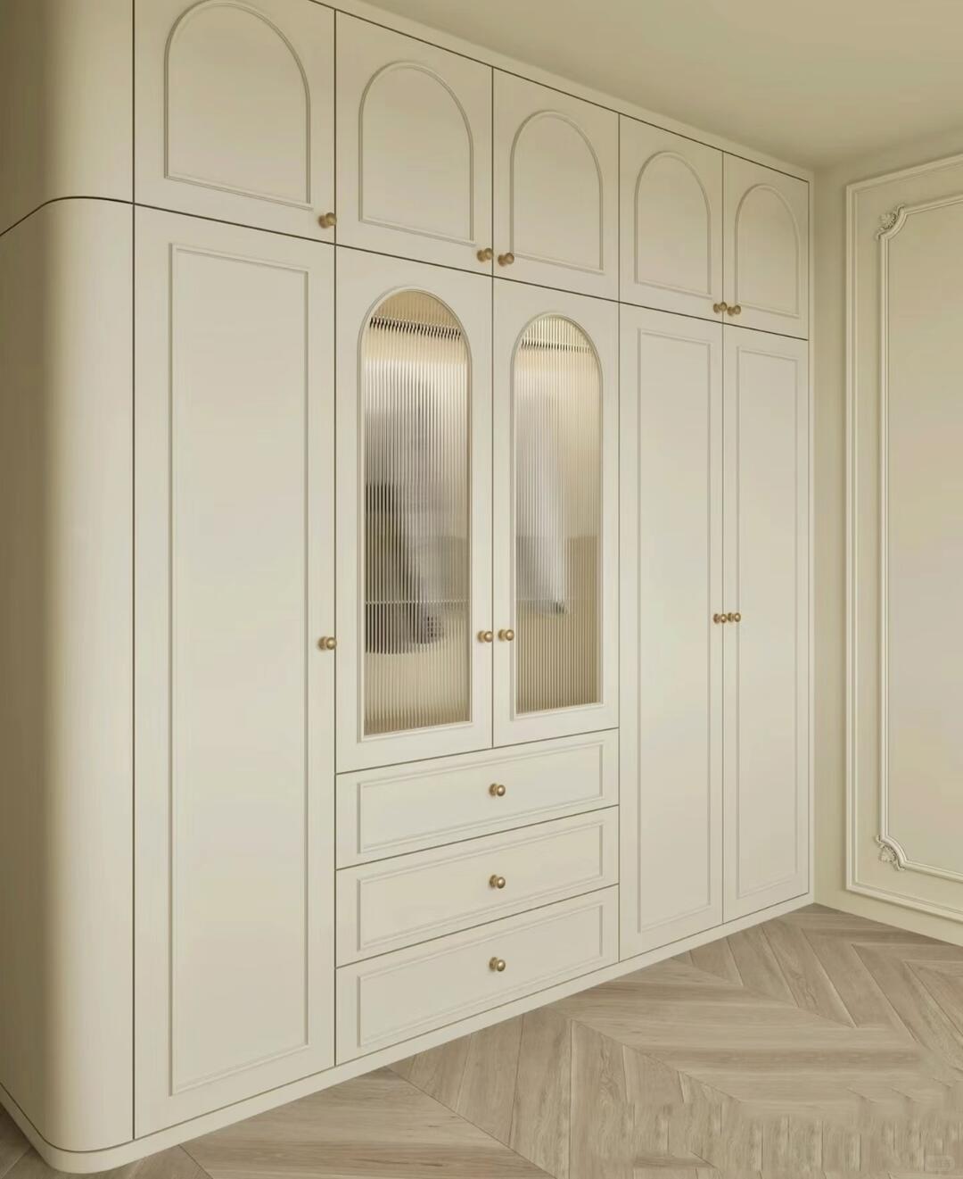 Modern Light Luxury Solid Wood Freestanding Wardrobe UV Lacquer Acrylic Melamine Apartment Hotel Bedroom Armoire Large Capacity