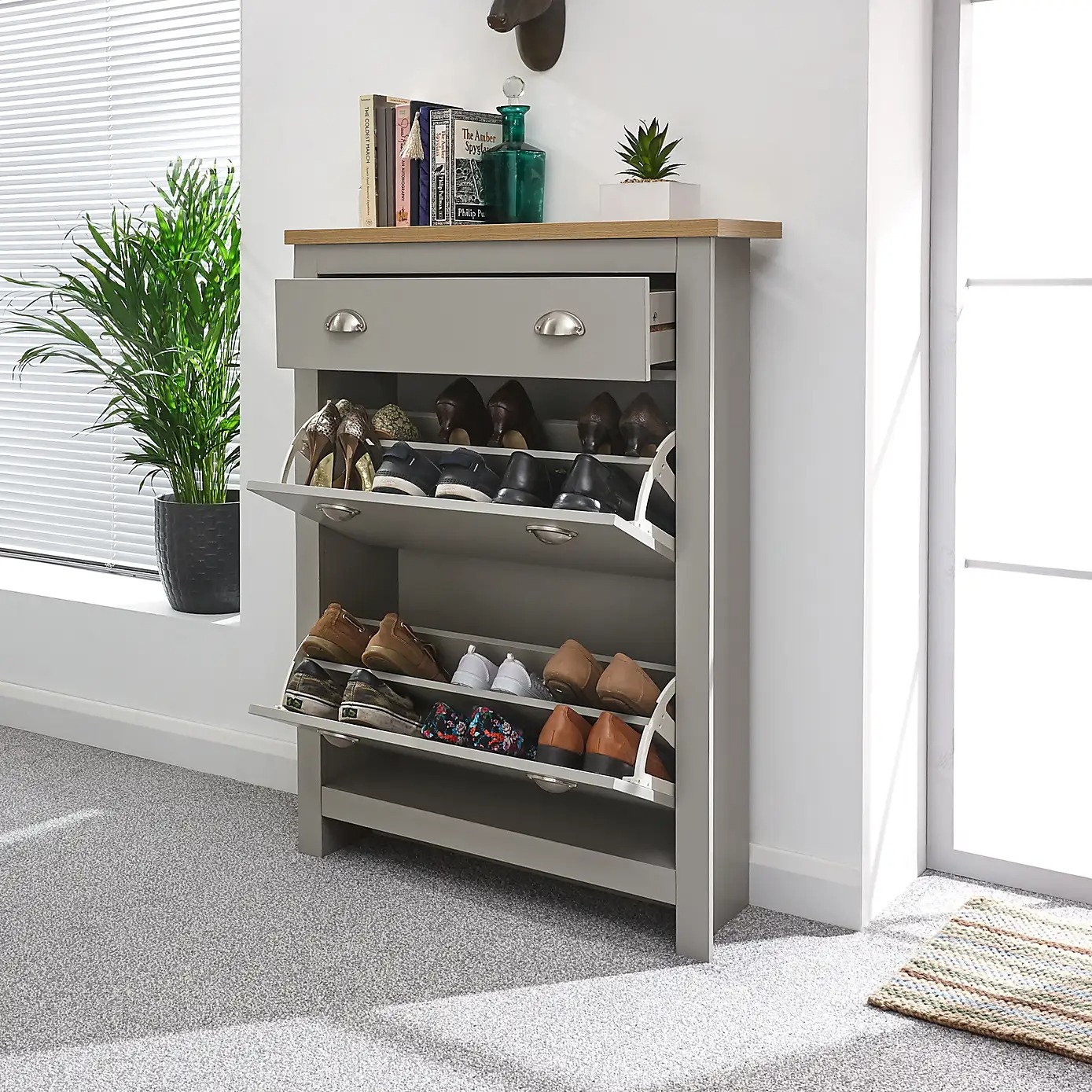 ODM Service Factory Manufacturer Shoe Storage Cabinet with 1 Drawer Fits Approx 12 Pairs of Shoes for Entryway