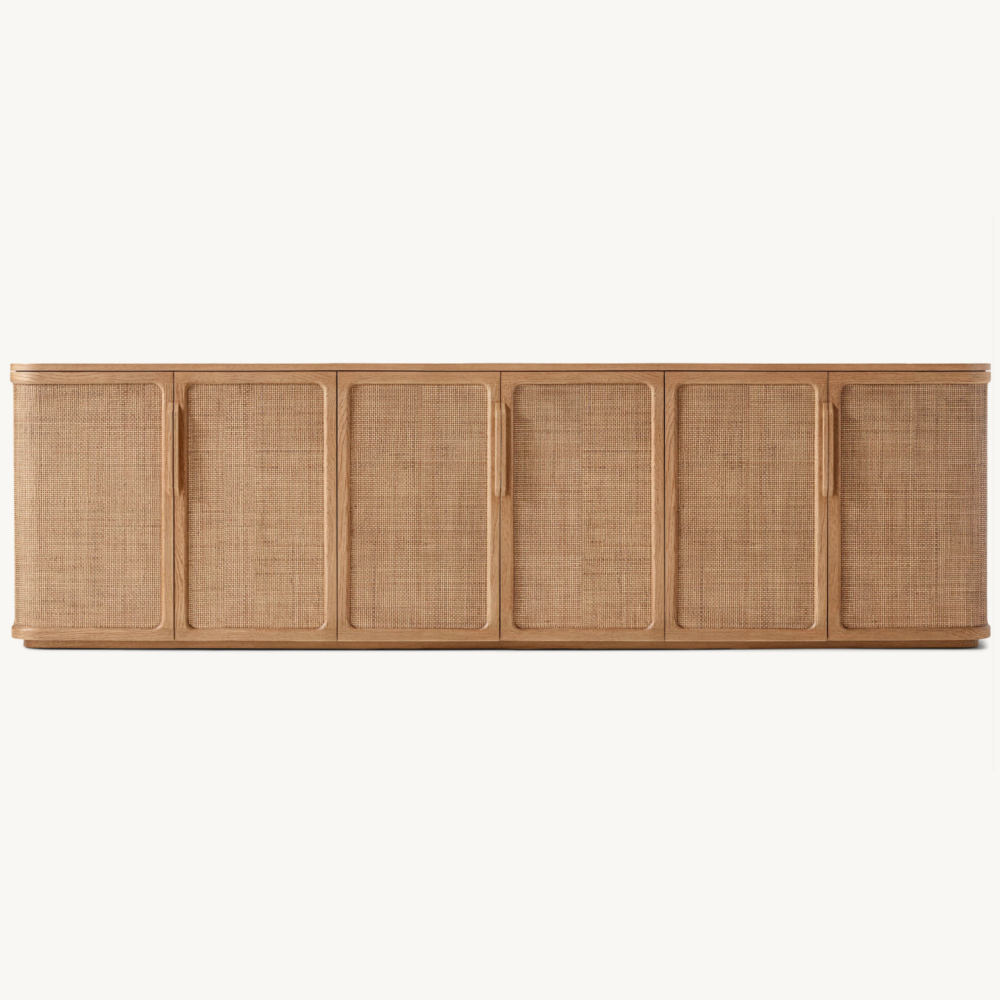 Modern Solid Wood Handmade 6-door Media Control Console TV Stand Living Room Bedroom Furniture