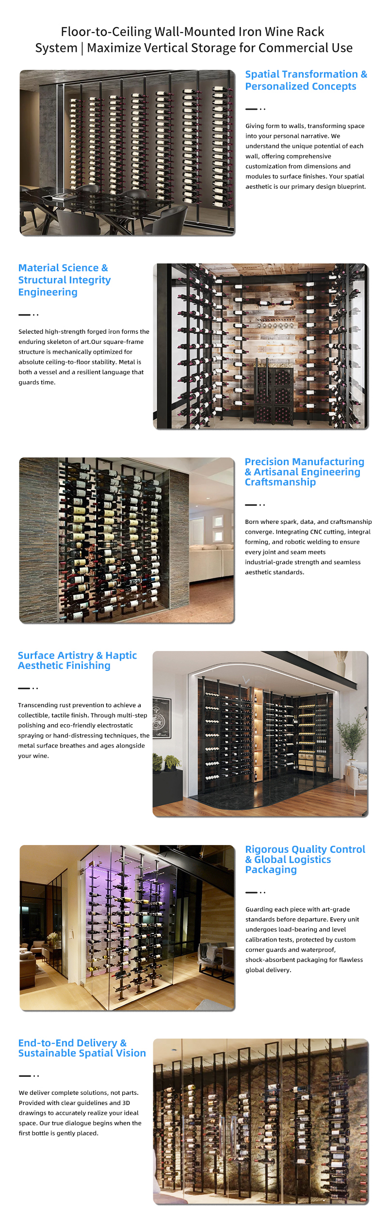 Elegant Custom Floor to Ceiling Wine Rack