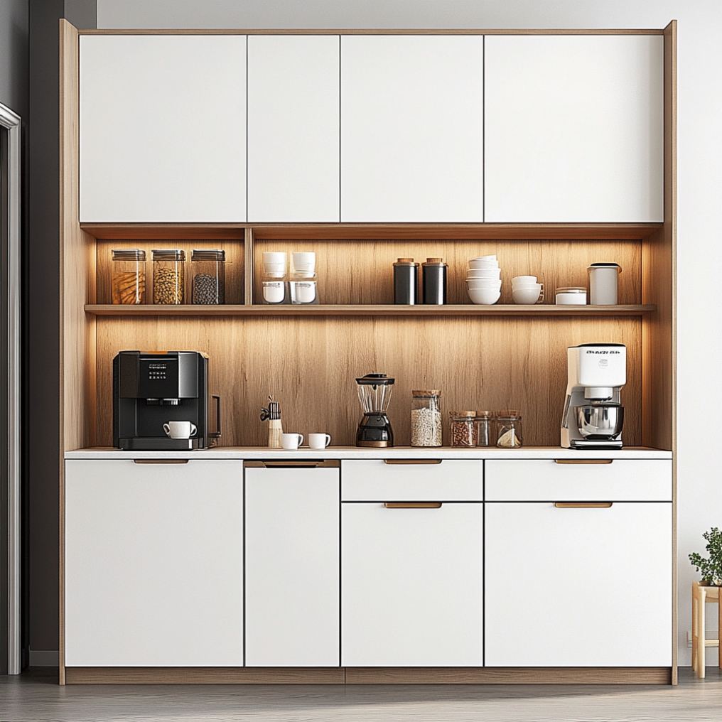 Modern Luxury Solid Wood Sideboard Cabinet with Customized Color Adjustable Height for Hotel Bedroom Dining Living Room Kitchen