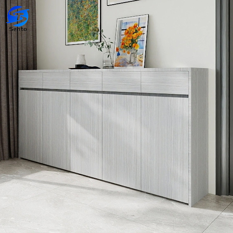 200cm Five Door Drawer No Paint Eco Solid Wood Modern Living Room Shoe Rack High Quality Apartment Shoe Cabinet Factory Direct
