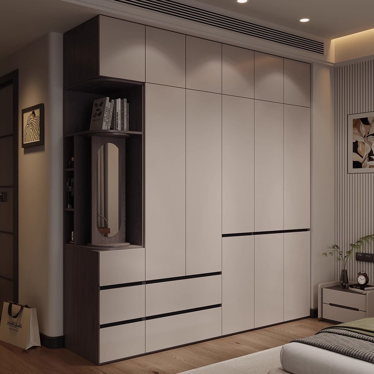 Customized Modern Walk-in Closet Wardrobe System With Glass Doors For Bedroom And Dining Storage Modular Design