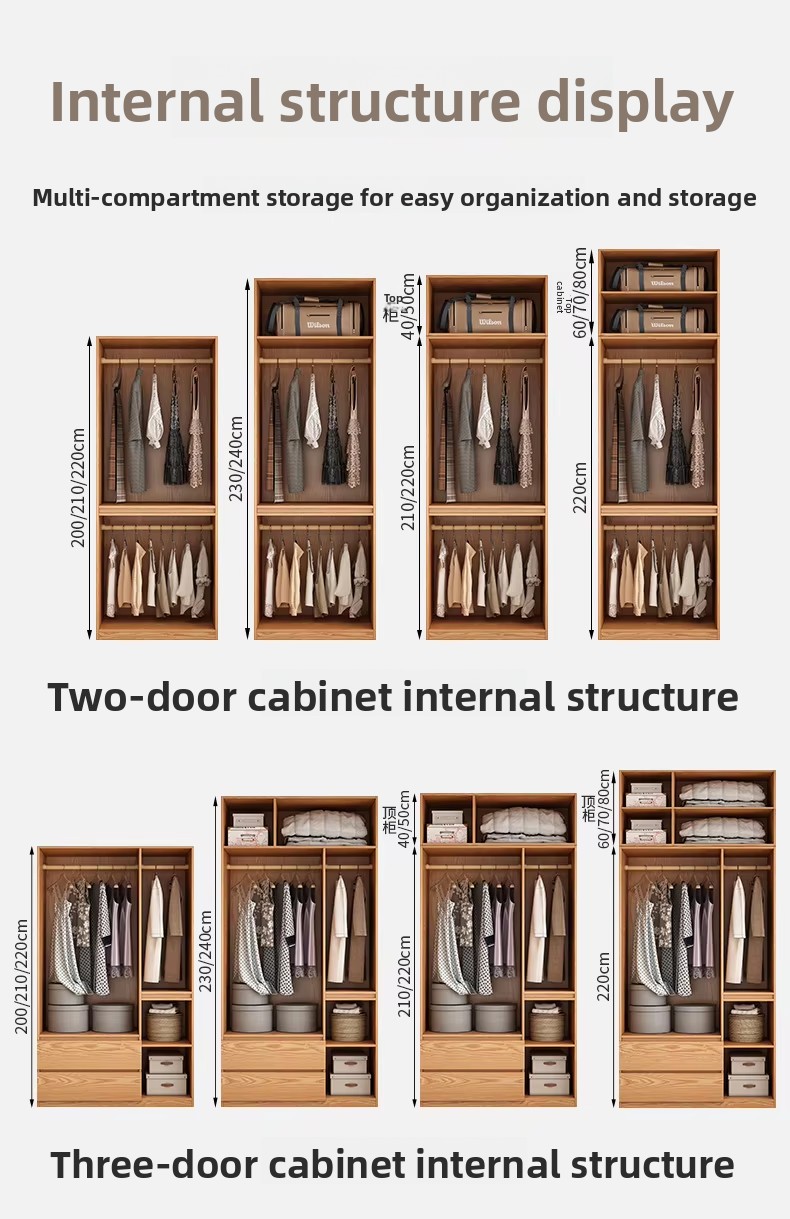 Hot Selling Portable Modern Style Freestanding Wardrobe Solid Wood Doors Eco-Friendly for Small Bedroom Hotel Apartment Hostel