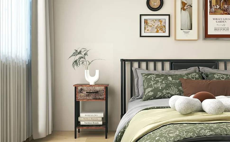 Nightstand, Bedside Table with Drawer, End Table for Living Room
