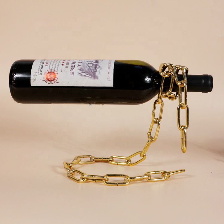 Lakuna Creative Decorations Magical Suspension Iron Chain Wine Rack Wine Bottle Metal Racks Stand Holder