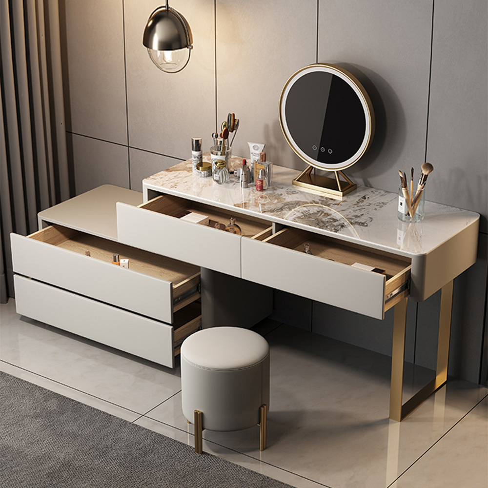 Nordic Minimalist Storage Cabinet Integrated Dressing Table High-end Bedroom Multi-functional Vanity Table With Led Light