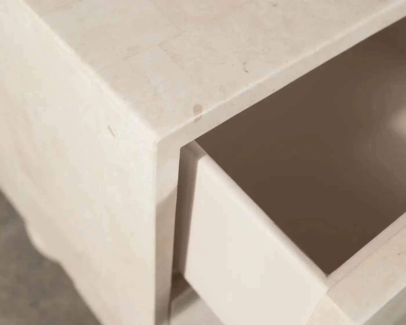 Customized Modern Natural Marble Nightstand Luxury White Limestone Stone Furniture Italian Travertine Square Bedroom Bedside Table