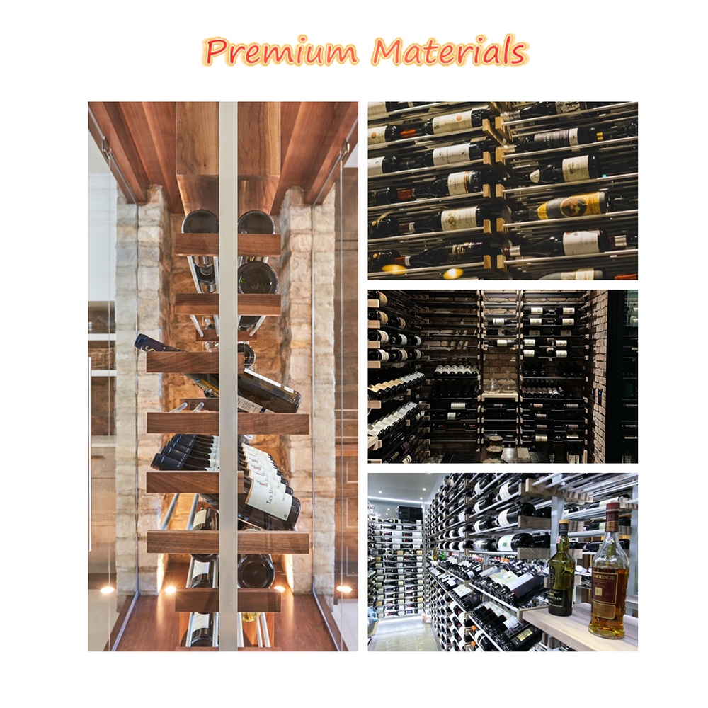 Modern Metal Wine Rack Cellars Custom Glass-Enclosed Wall-Mounted Wine Display Systems For Homes Restaurants And Bars