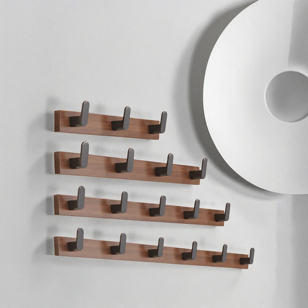 Solid Wood Modern Coat Hook Rack with 6 Hooks Eco-Friendly Wall Mounted Clothes &amp; Hat Organizer for Bedroom and Entryway